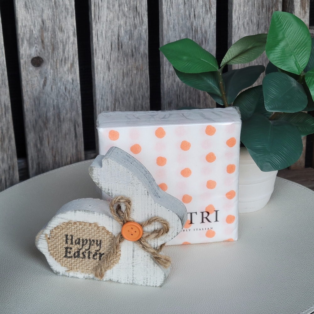 Easter Bunny Decor with Orange Polka Dot Vietri Napkins - Picture 7 of 8